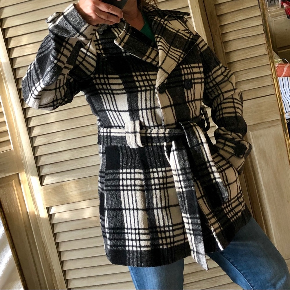 Jou Jou plaid double breasted coat size M
